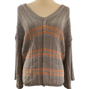VICI Gray Knit Bell Sleeve Striped Sweater Size Medium